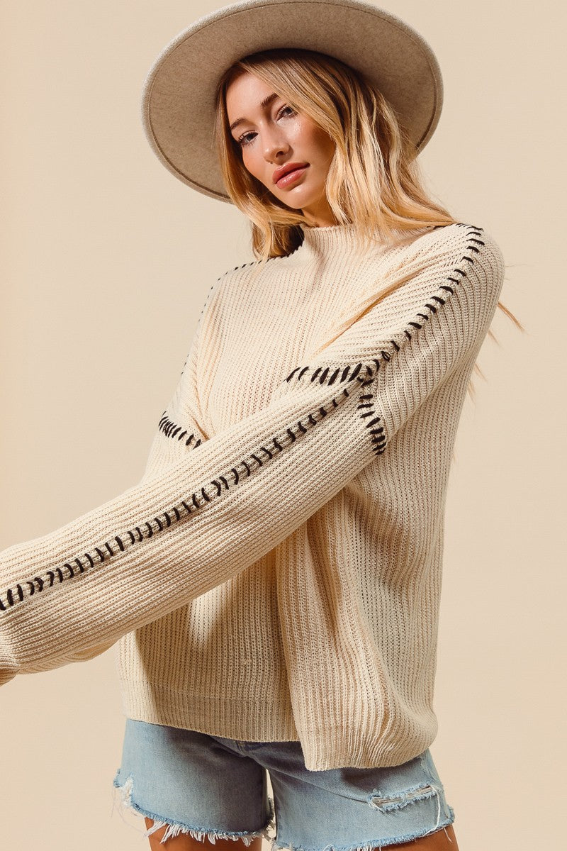 Olive and Bette's - Contrast Blanket Stitch Sweater