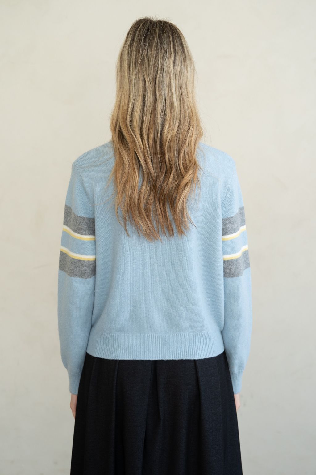 Road G - Rugby Stripe Crew Neck Cardigan - Blue Combo
