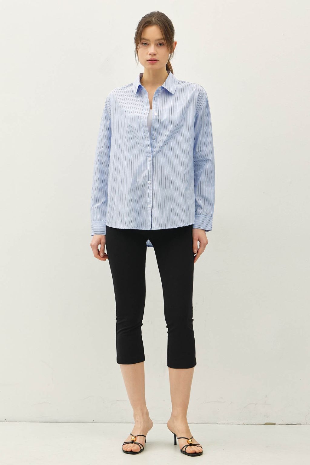 Road G - Essential Striped Button Front Shirt - Blue