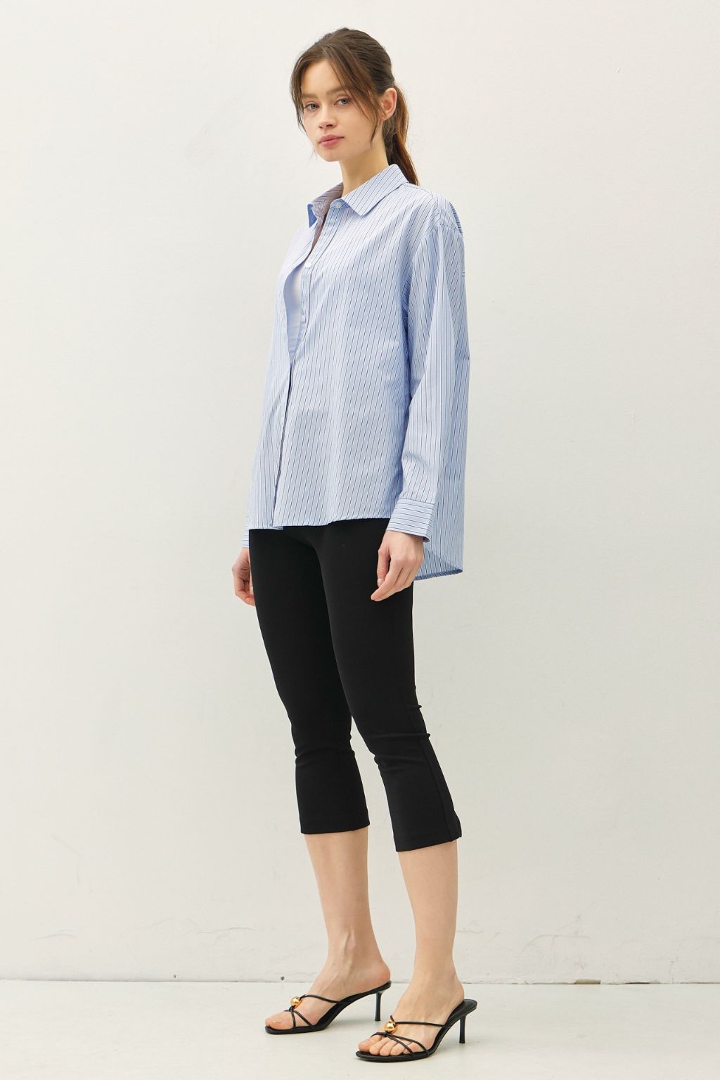 Road G - Essential Striped Button Front Shirt - Blue