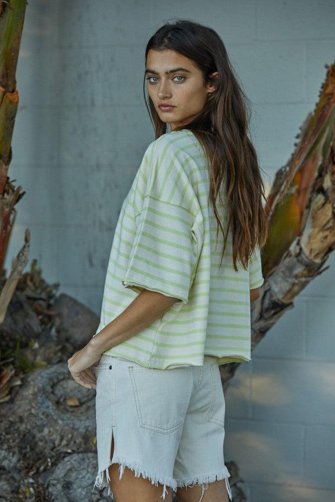 Olive and Bette's - Retro Stripe Top - Lime