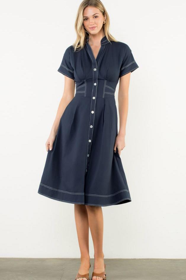 Olive and Bette's - Shirt Dress with Contrast Stitching