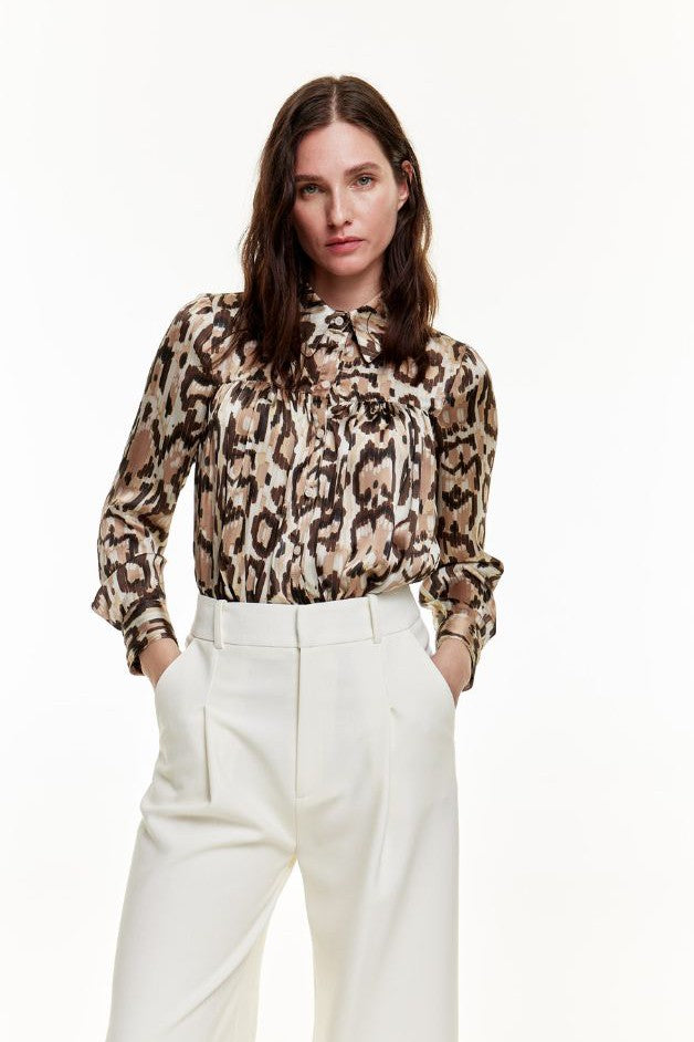 Smythe - Classic Shirred Blouse - Leopard — Olive & Bette's