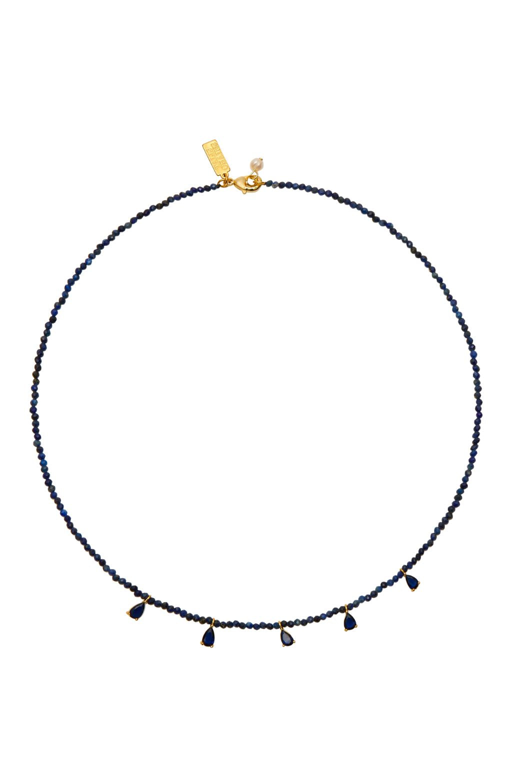 Talis Chains - Beaded Necklace with CZ Stones - Lapis/Navy