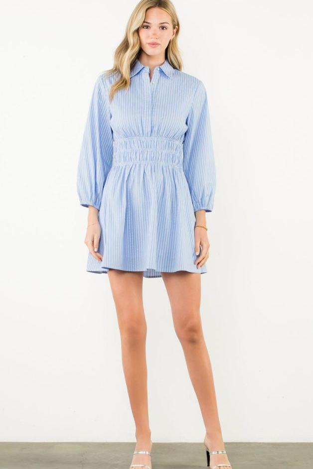 Olive and Bette's - Smocked Waist Striped Mini Dress