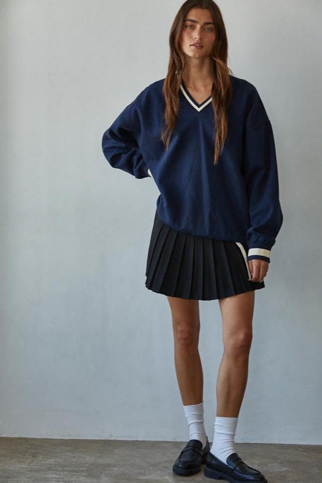 Road G - Stripe Hype Oversized Pullover - Navy