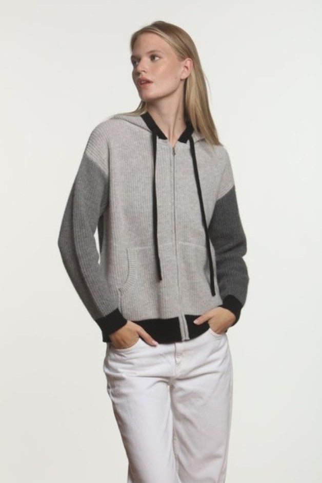 Hasson - Full Zip Colorblock Hoodie