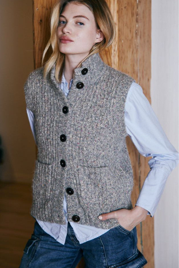 Autumn Cashmere - Button Front Mock Neck Vest