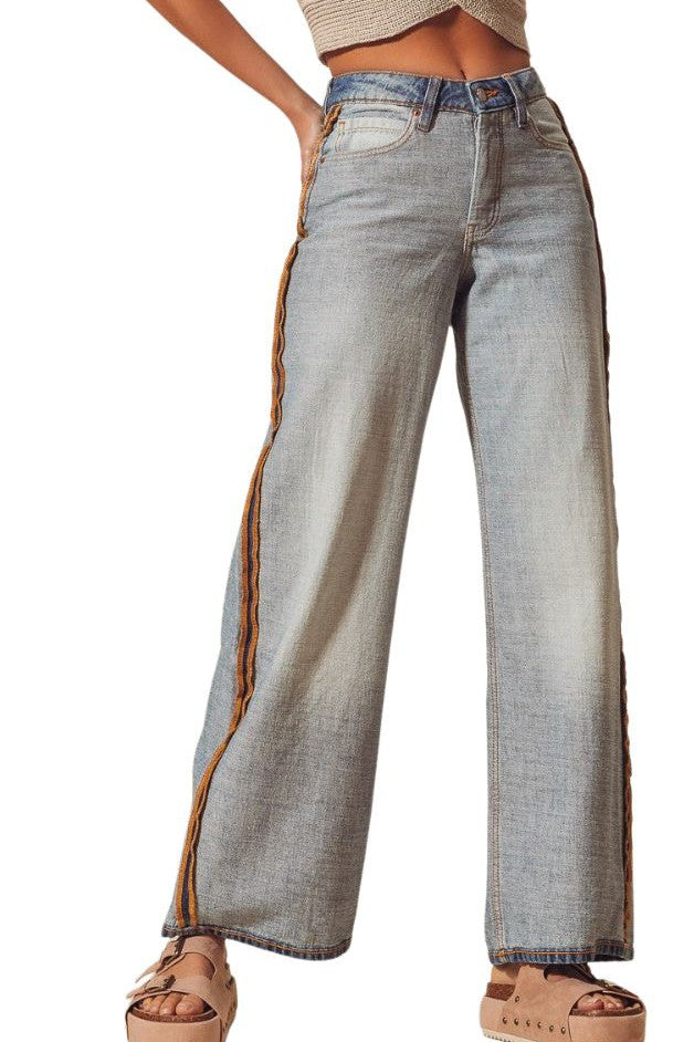 Olive and Bette's - Inside Out Contrast Stitch Relaxed Fit Jeans