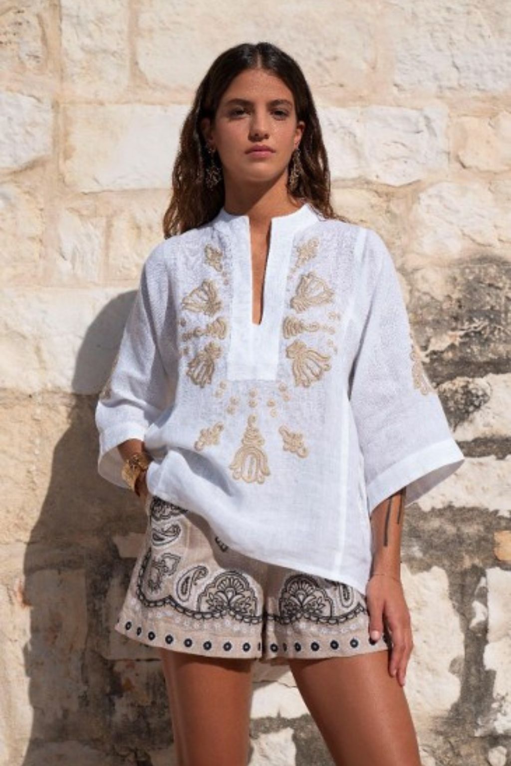 Luxi of Sea - Riad Top - Tulip Embroidery