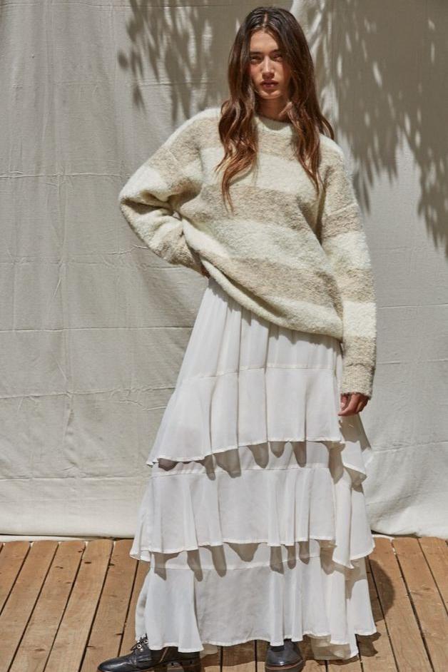 Road G - Textured Neutral Stripe Sweater