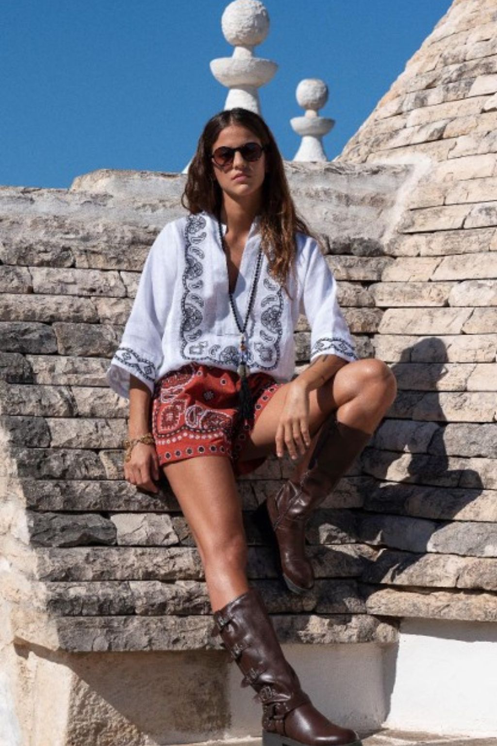 Luxi of Sea - Riad Top - Paisley Embroidery