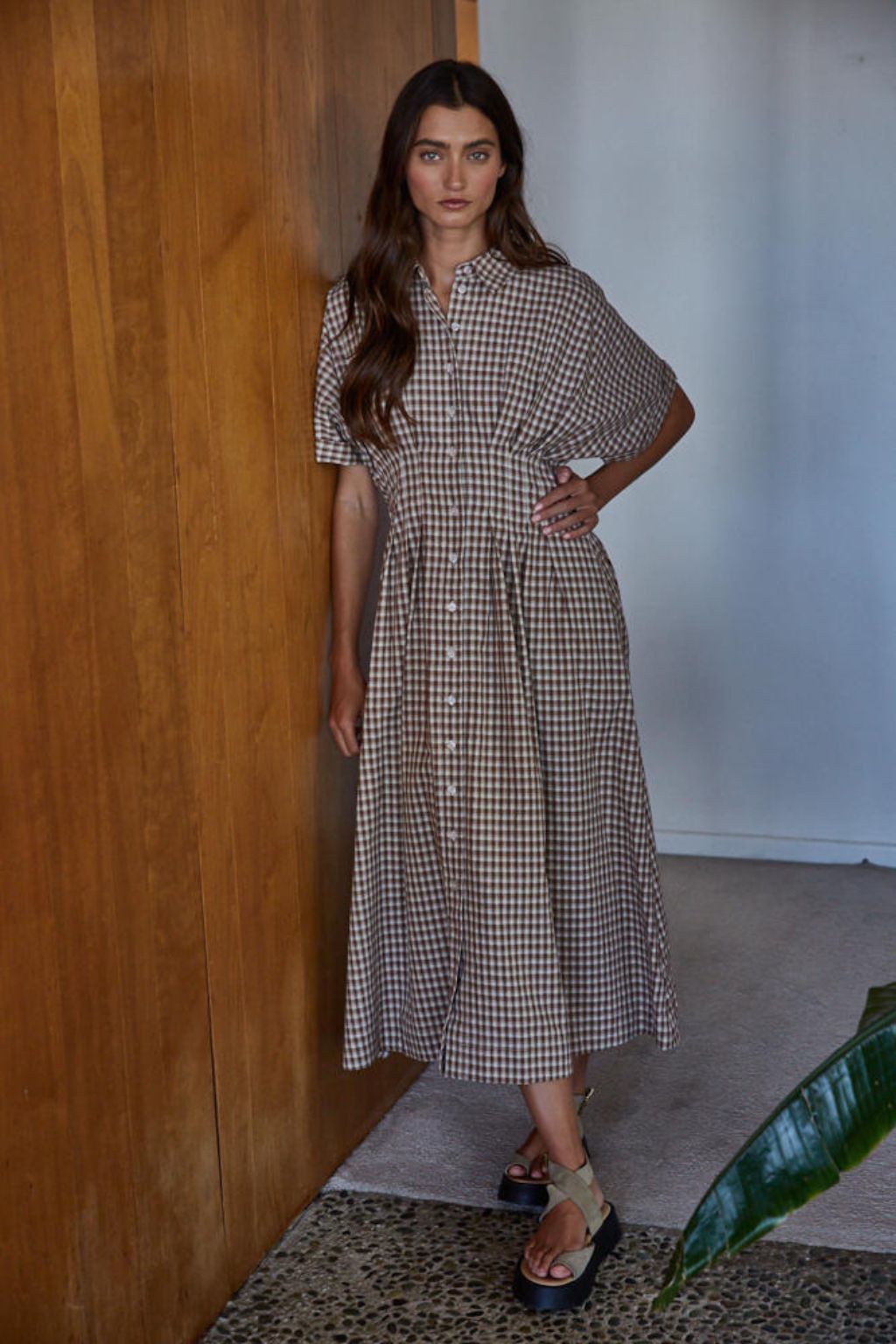 Olive and Bette's - Maxi Gingham Shirtdress