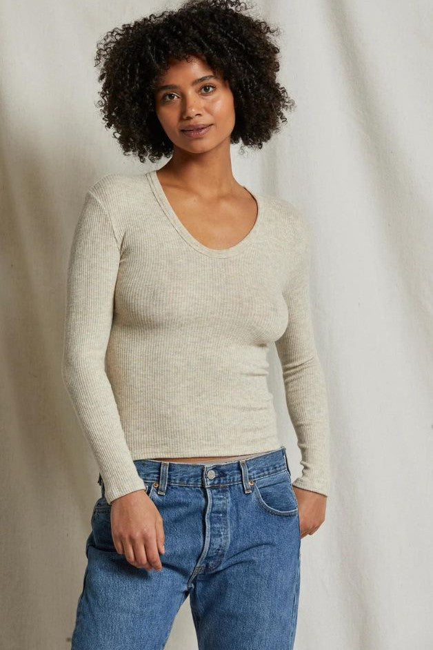 Perfect White Tee - Whitney Sweater Rib LS U-Neck