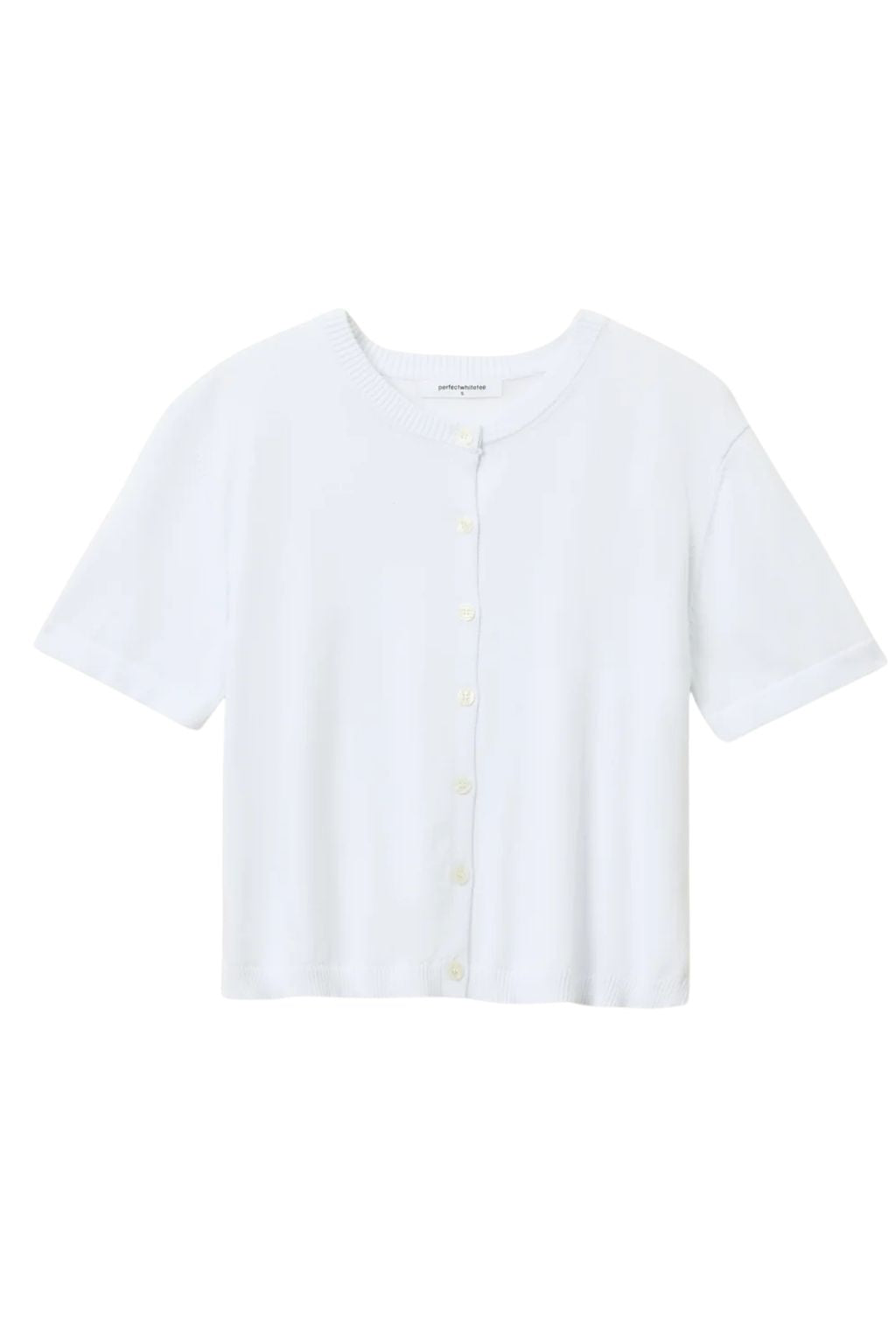 PerfectWhiteTee - Maude Short Sleeve Cardigan - White