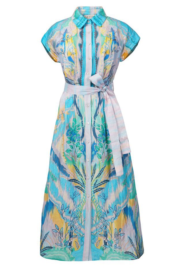 La Fuori - Azure Waves Shirt Dress - Azure Waves