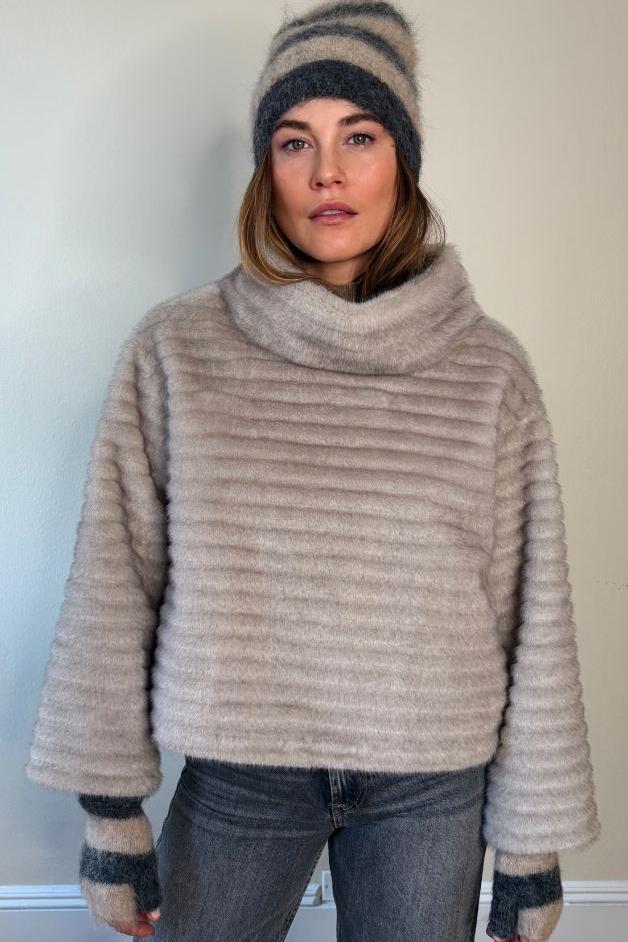 Jocelyn -Faux Mink Pullover Sweatshirt