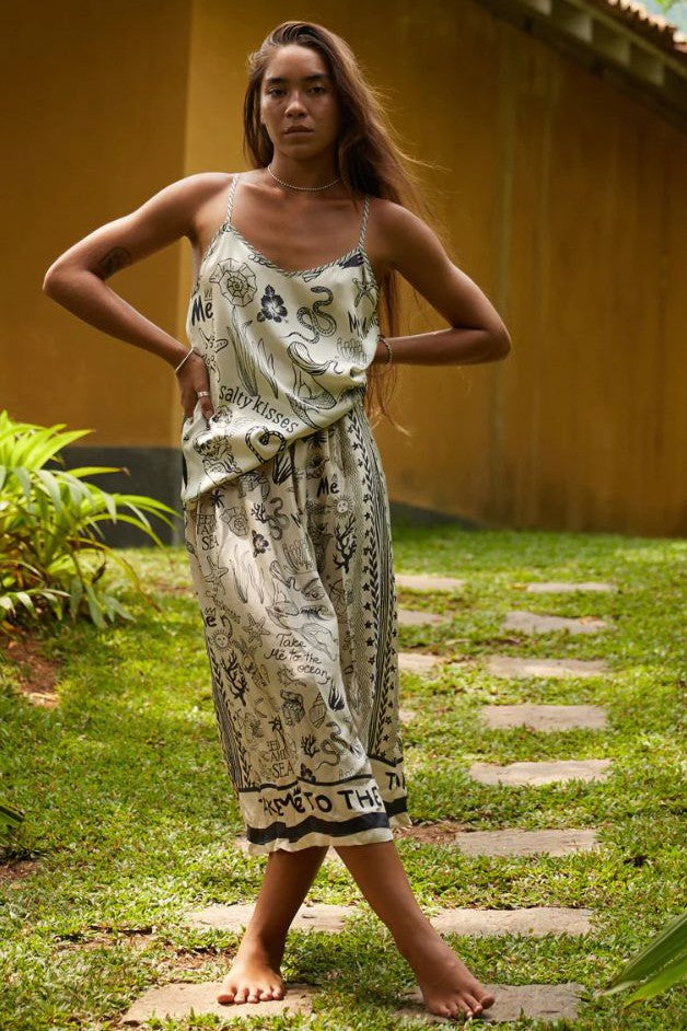 Me369 - Elizabeth Printed Midi Skirt - Mermaid — Olive & Bette's