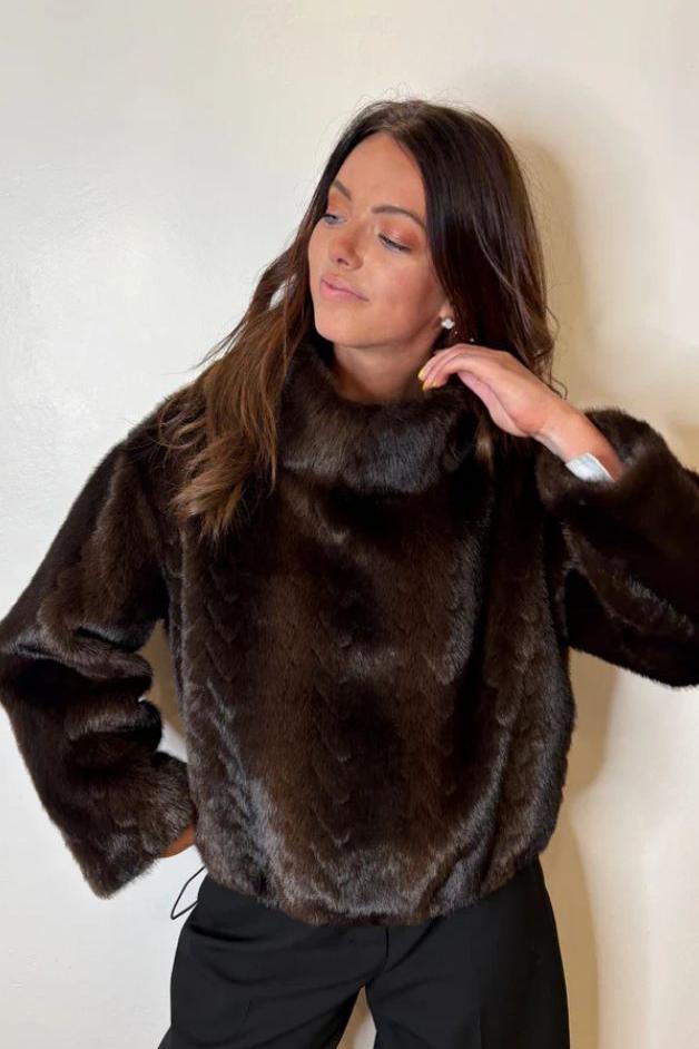 Jocelyn -Faux Mink Pullover Sweatshirt