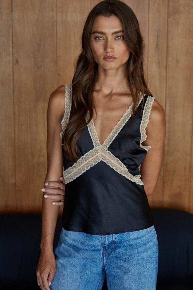 Road G - My Darling Contrast Lace Trim Top