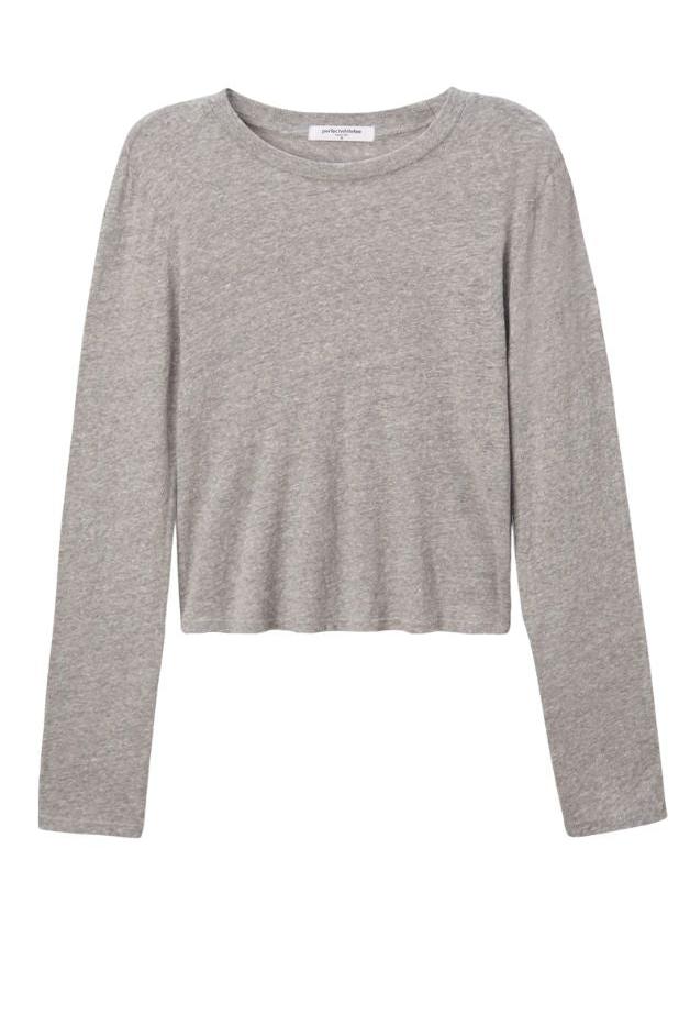 Perfect White Tee - Jamie Cotton Long Seeve Tee - Heather Grey