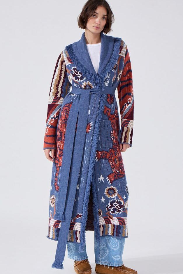 Hayley Menzies - Mick Jacquard Coat - Tiger Navy