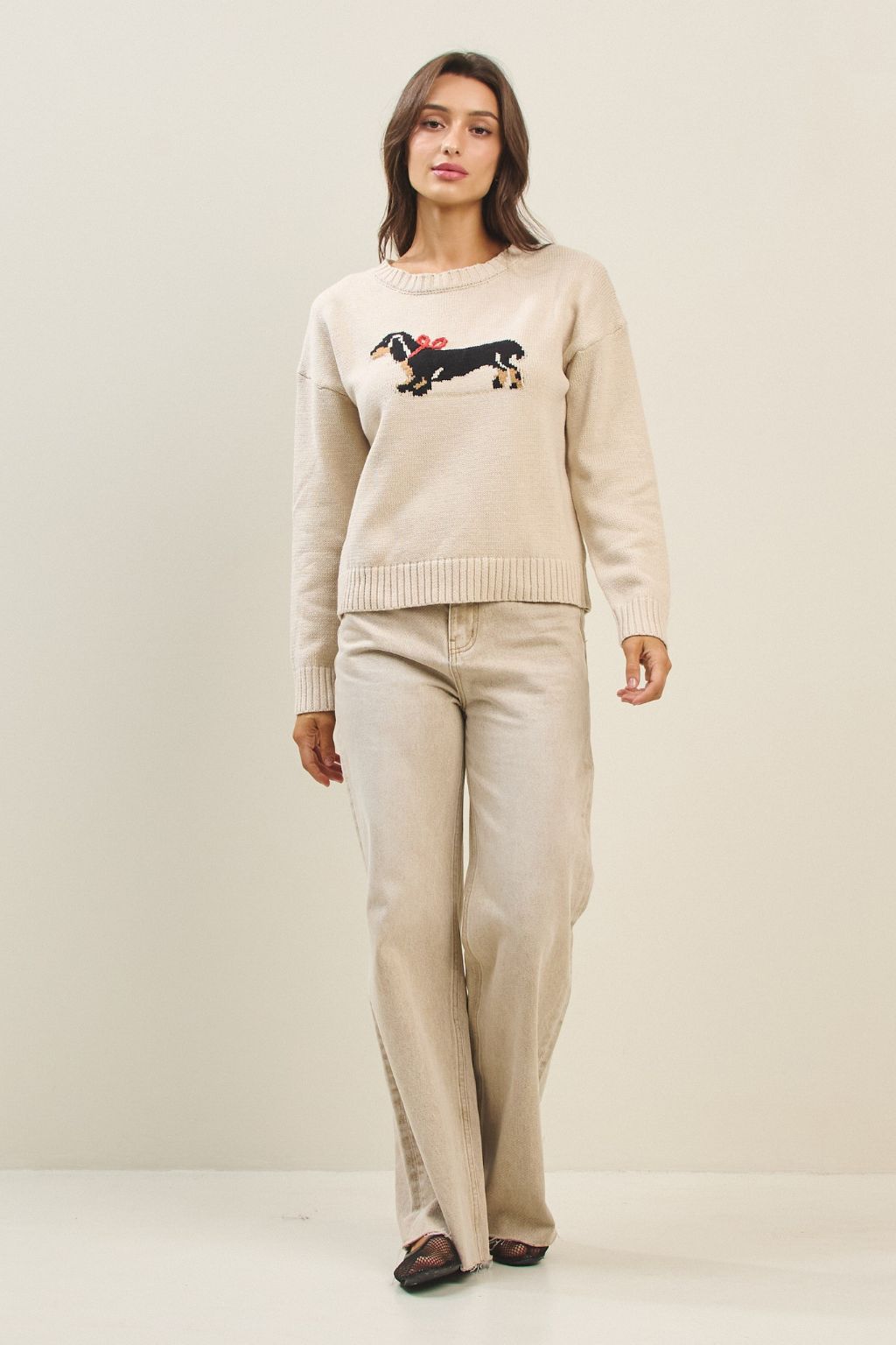 Olive and Bette's - Dachshund Sweater- Natural