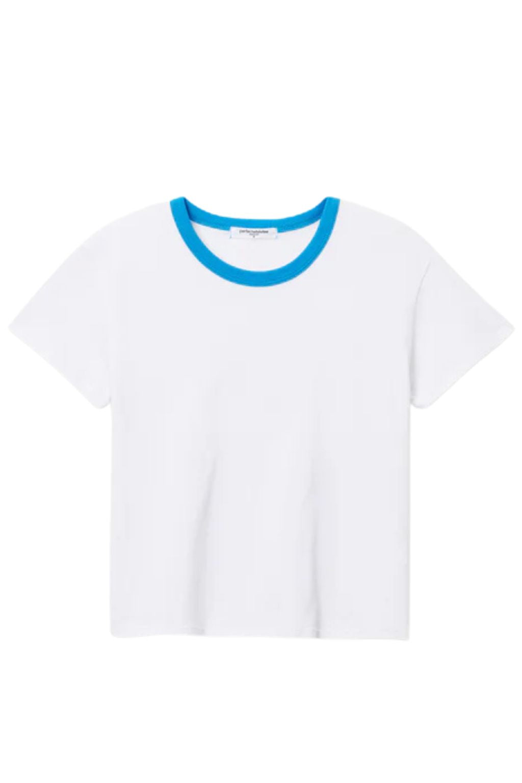 PerfectWhiteTee - Billie Crewneck Tee - White/Cobalt