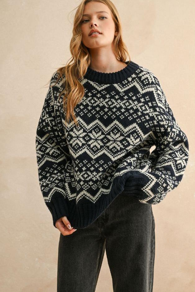 Road G - Snowflake Sweater - Navy