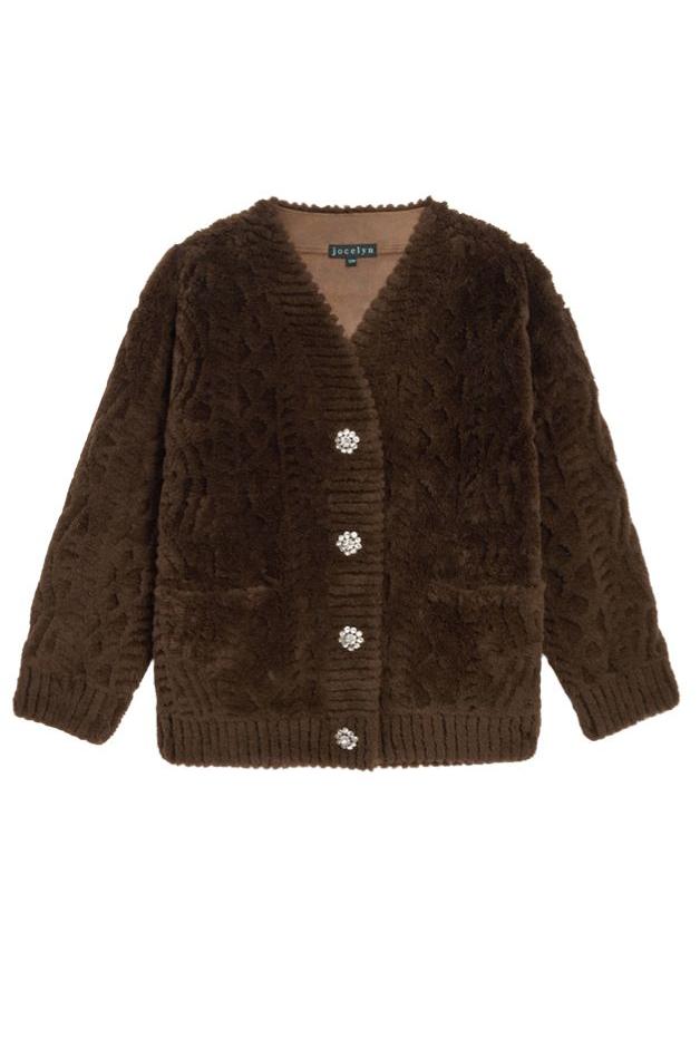 Jocelyn - Cortina Sherpa Cardigan with Jewel Buttons