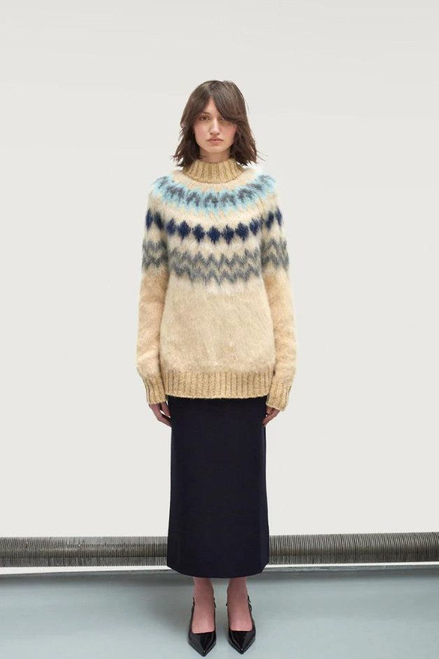 TRAMA - Andean  Mock Neck Sweater