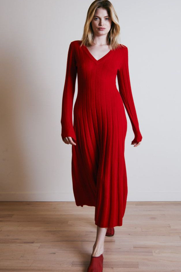 Autumn Cashmere - V-Neck Ribbed Cashmere Dress