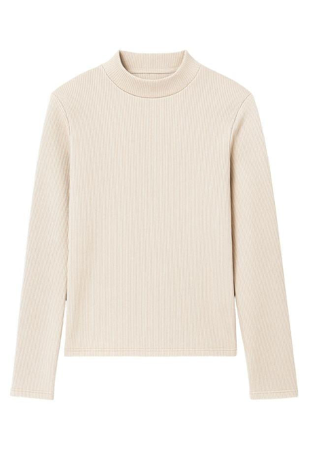 Perfect White Tee - Lauryn Mock Neck Long Sleeve Tee