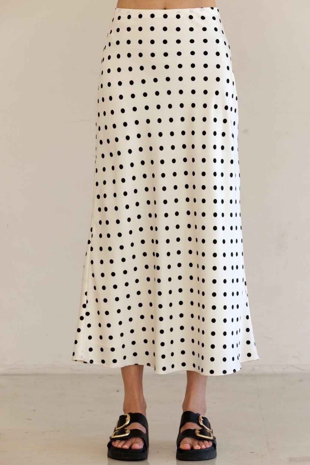 Olive and Bette's - Polka Dot Satin Midi Skirt