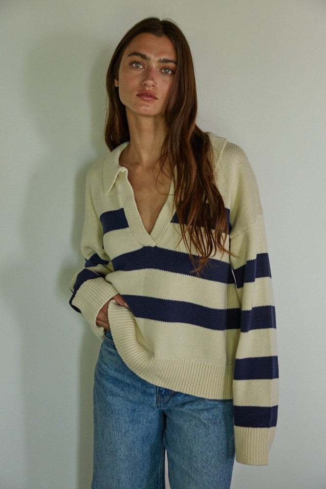 Olive and Bette's - Irena Pullover - Cream/Navy