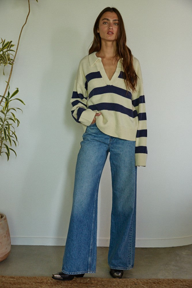 Olive and Bette's - Irena Pullover - Cream/Navy