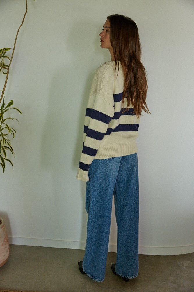 Olive and Bette's - Irena Pullover - Cream/Navy