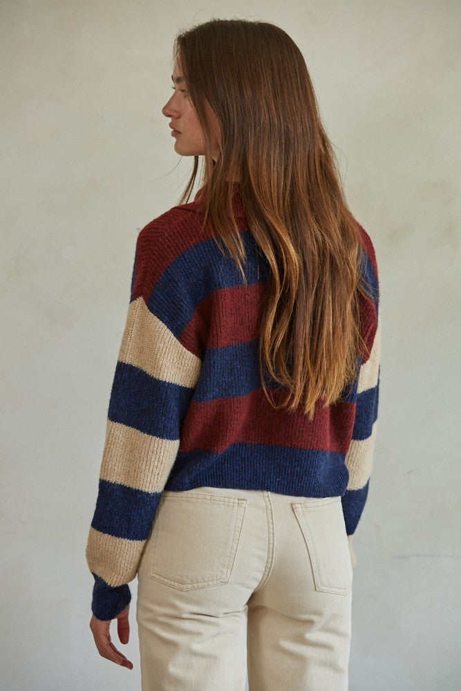 Olive and Bette's - Dani Pullover Sweater - Burgundy/Navy