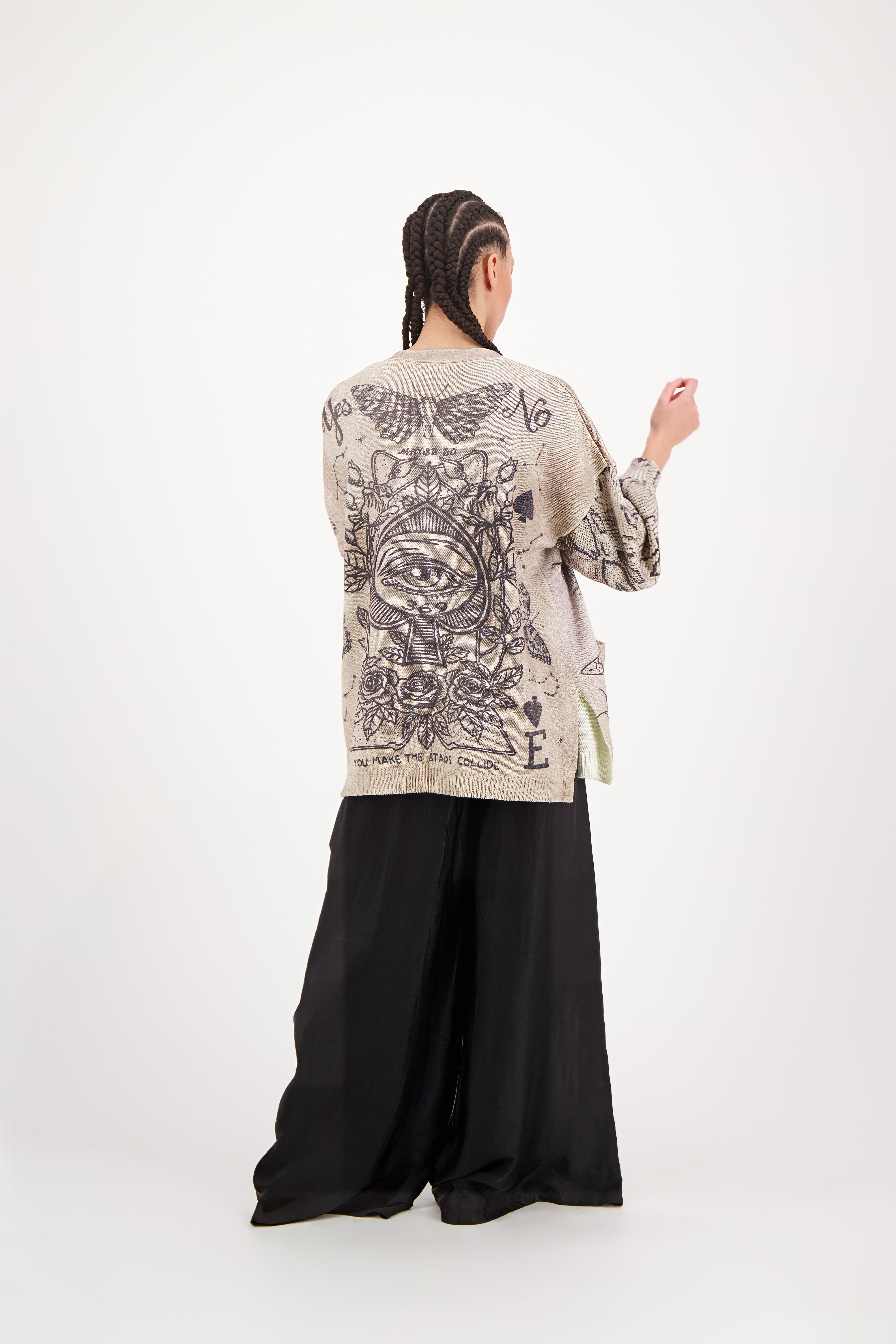 Me369 - Liv Long Printed Cardigan - Black Magic