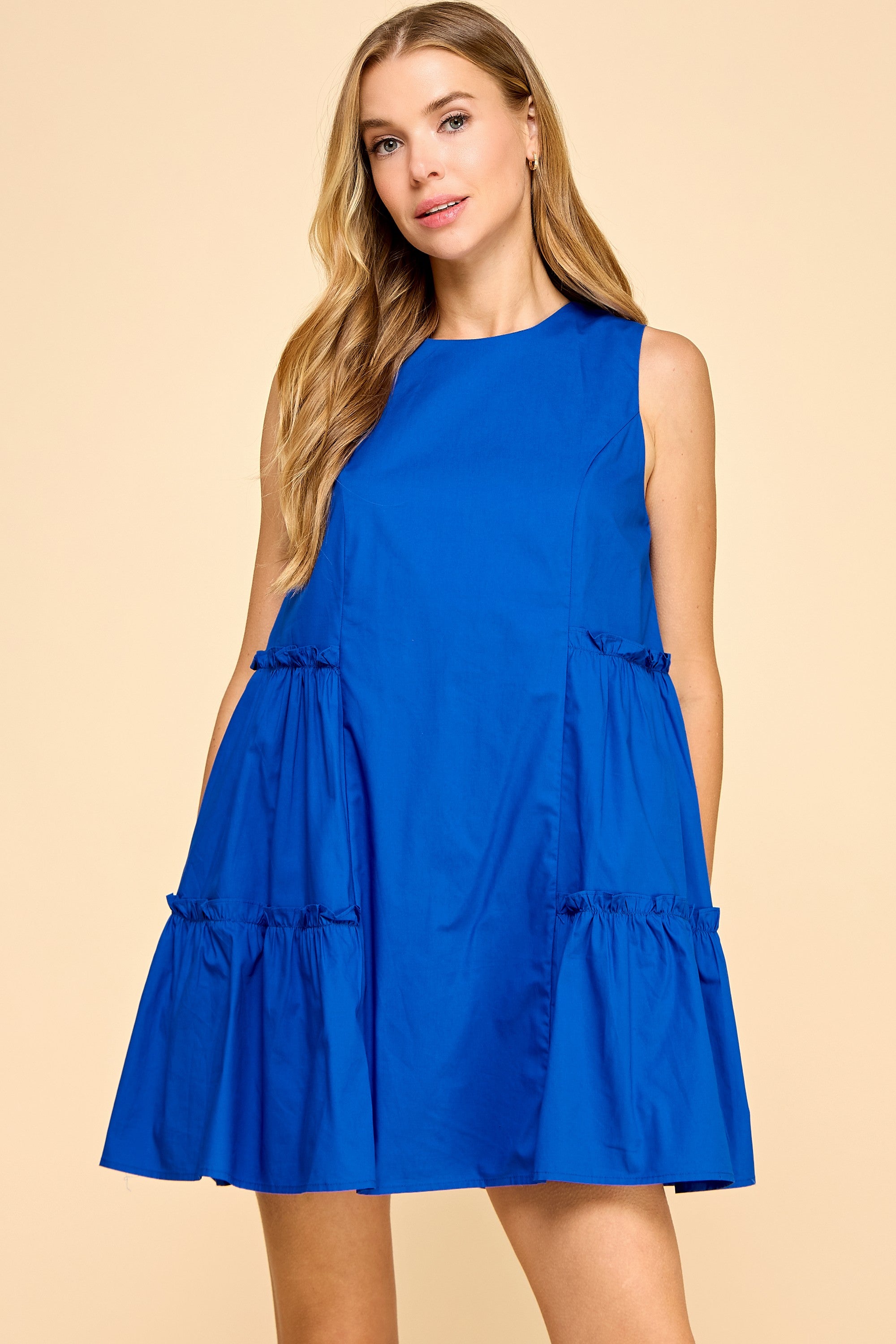 Olive and Bette's - Sleeveless A Line Side Tiered Ruffled Detail Dress