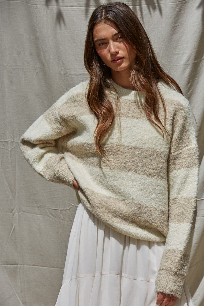 Road G - Textured Neutral Stripe Sweater