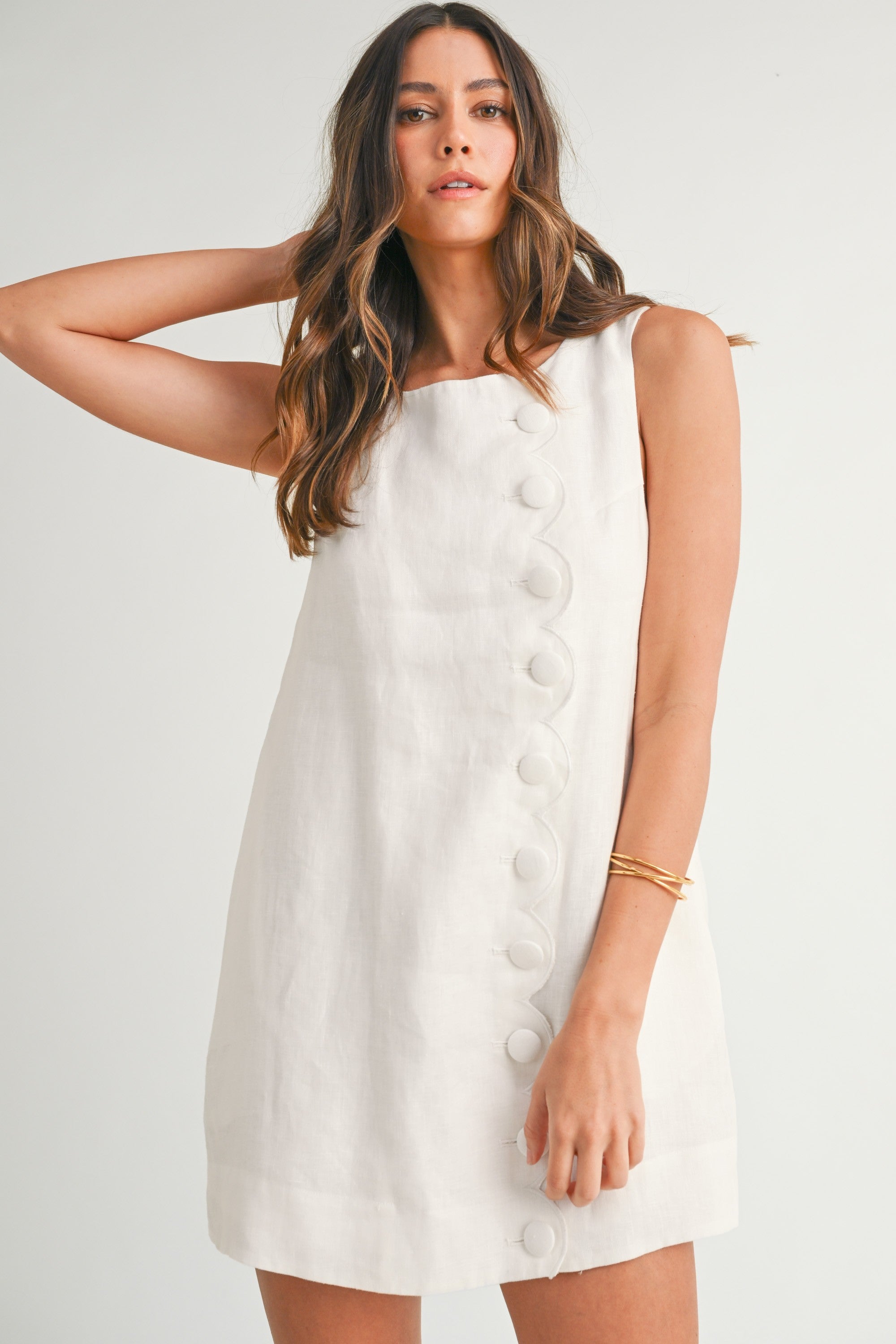 Road G - Linen Scallop Button Dress