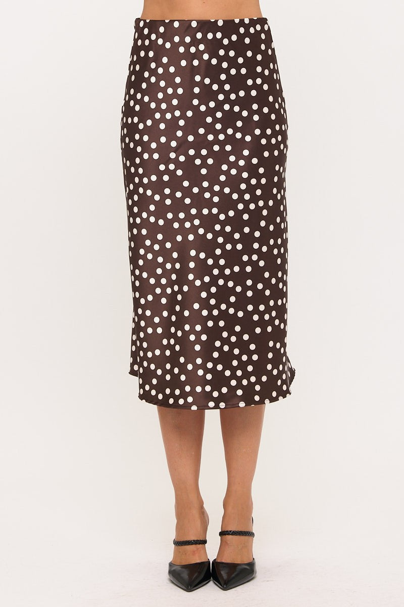 Olive and Bette's - Satin Polka Dot Midi Skirt