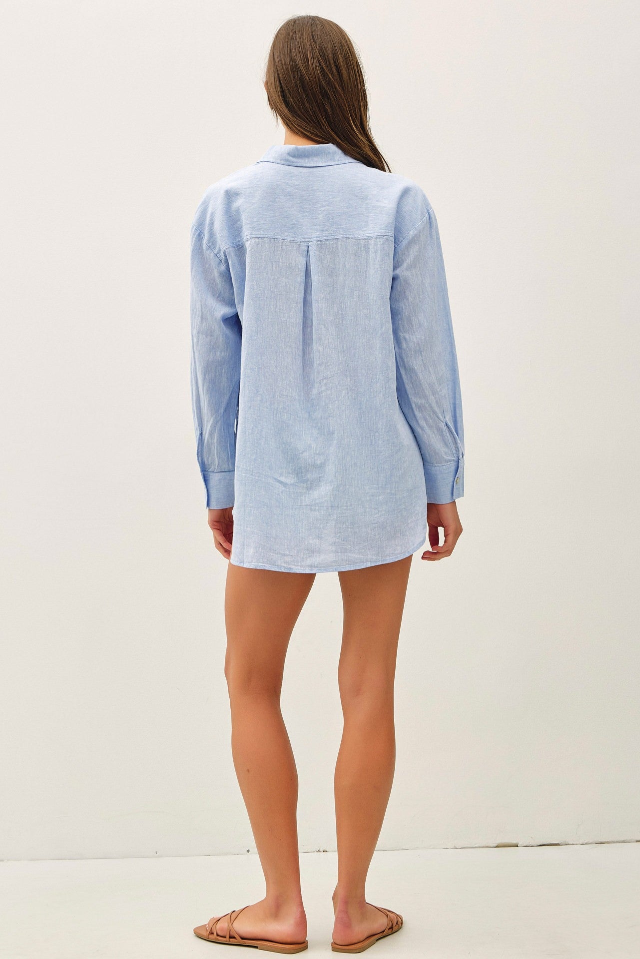 Road G - Long Sleeve Linen Button Front Shirt