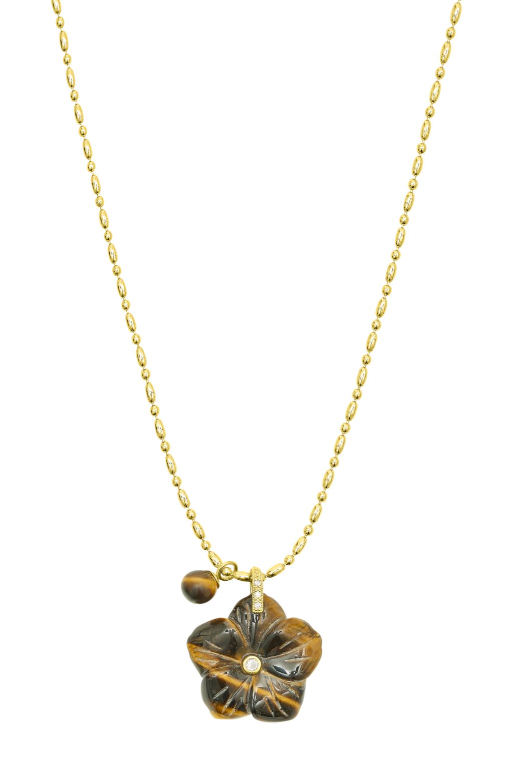 Talis Chains - Tiger's Eye Flower Pendant Necklace