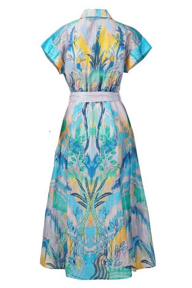 La Fuori - Azure Waves Shirt Dress - Azure Waves