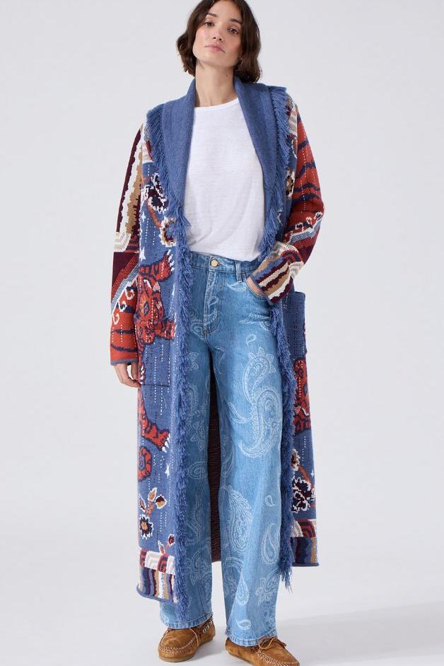 Hayley Menzies - Mick Jacquard Coat - Tiger Navy