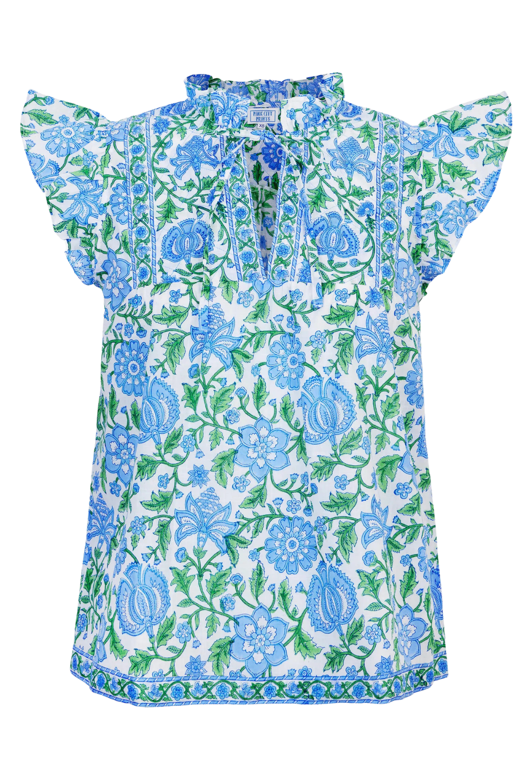 Pink City Prints - Nettie Flutter Sleeve Top - Meadow Chintz
