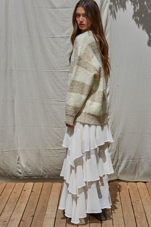 Road G - Textured Neutral Stripe Sweater