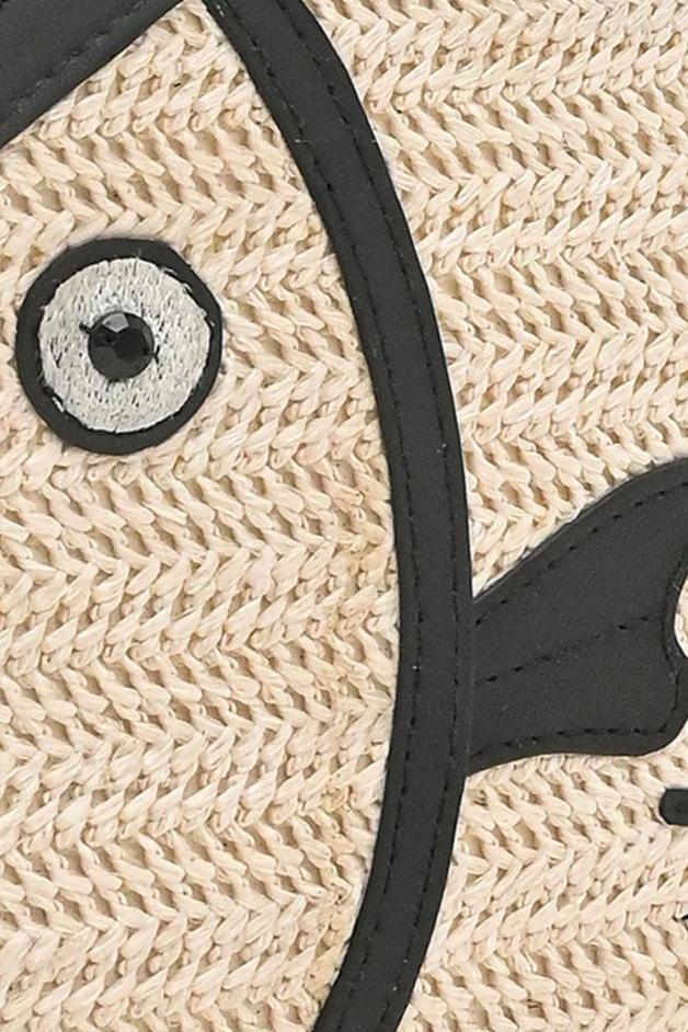 America & Beyond - Black Trim Fish Raffia Handheld Clutch